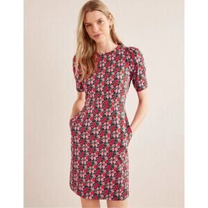 Boden Zoe Jersey Dress Multi, Abstract Poppy Sz 6P